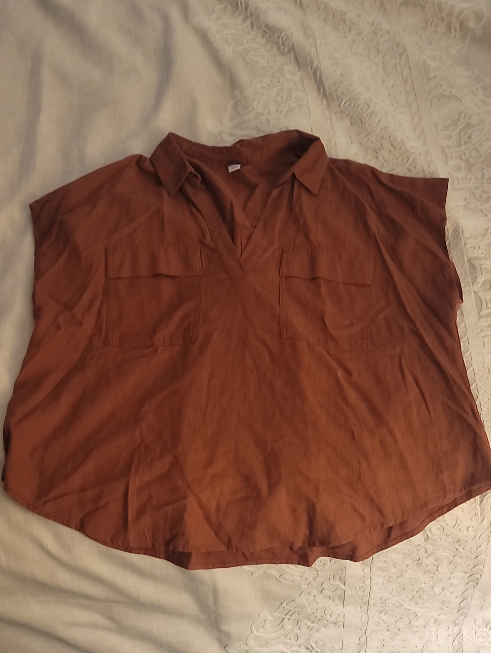 Old Navy Rust Brown Sleeveless Button-Front Shirt